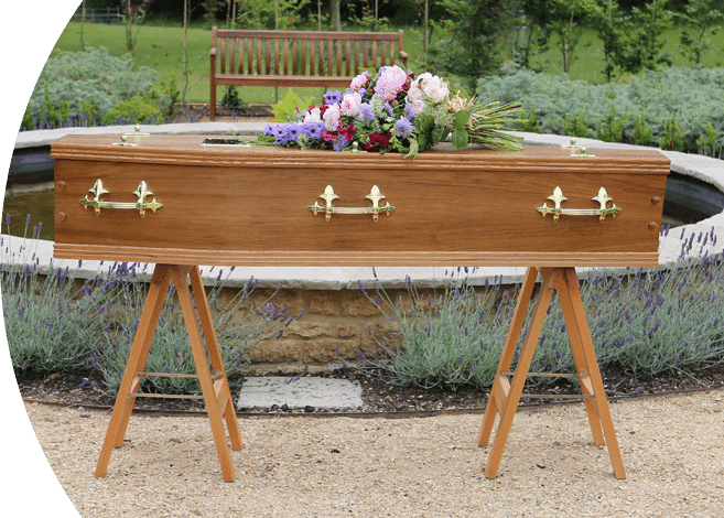 Stained Oak Veneer Coffin